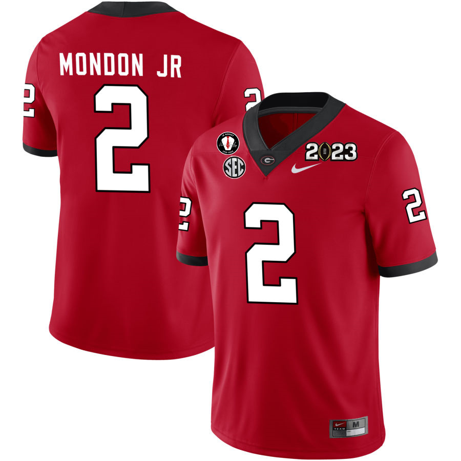 Georgia Bulldogs Men's Smael Mondon Jr. #2 Red 2022-23 CTP National Championship Stitched College UGA Football Jersey 23SL016YK